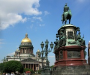 St. Petersburg Scenes - St. Issac Square and St. Nicholas I Statue