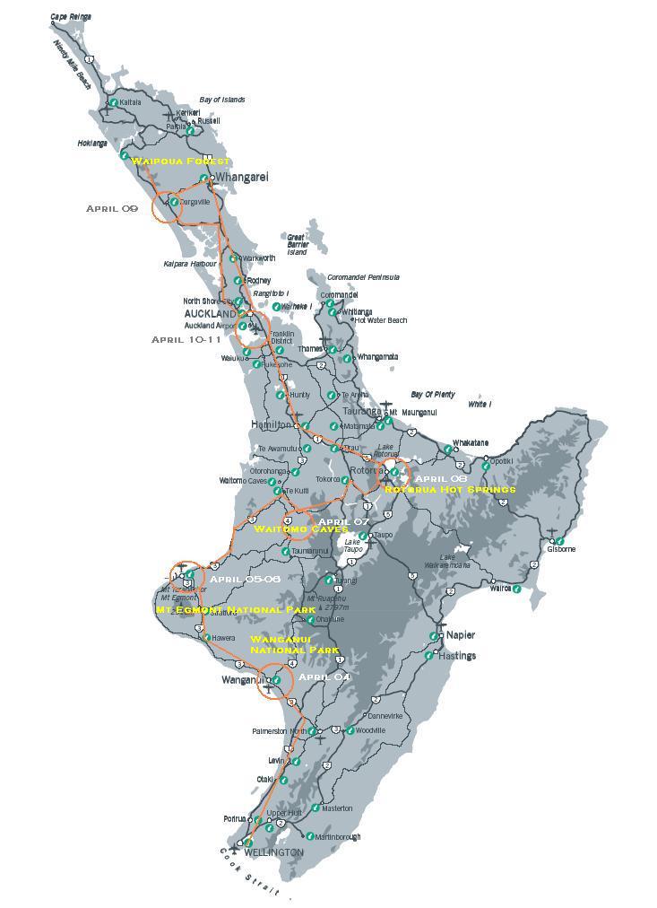 New Zealand - North Island Travel Map