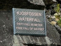 Norway Scenes - Kjosfossen Waterfall Sign